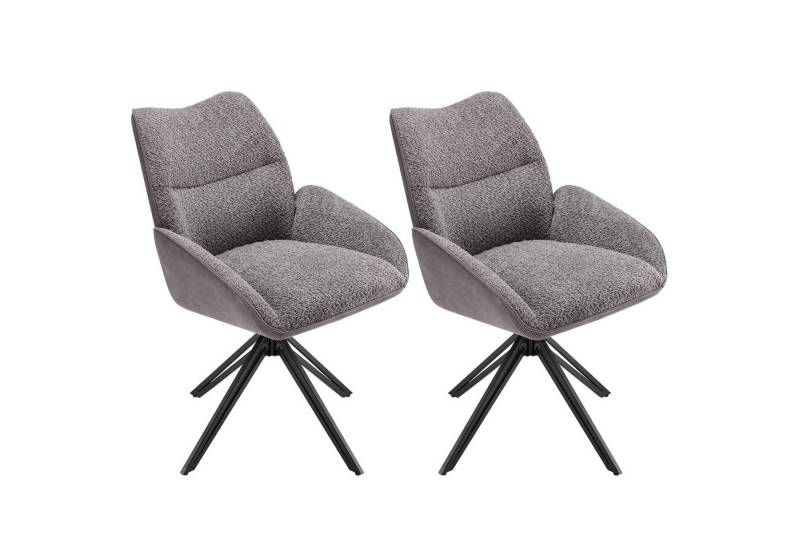 DOPWii Drehstuhl Esszimmerstühle (2 St), 360° drehbar, Wohnzimmersessel (2 St), Sherpa, Weicher Sitz, Breites Kissen, Eisengestell,Beige /Grau von DOPWii