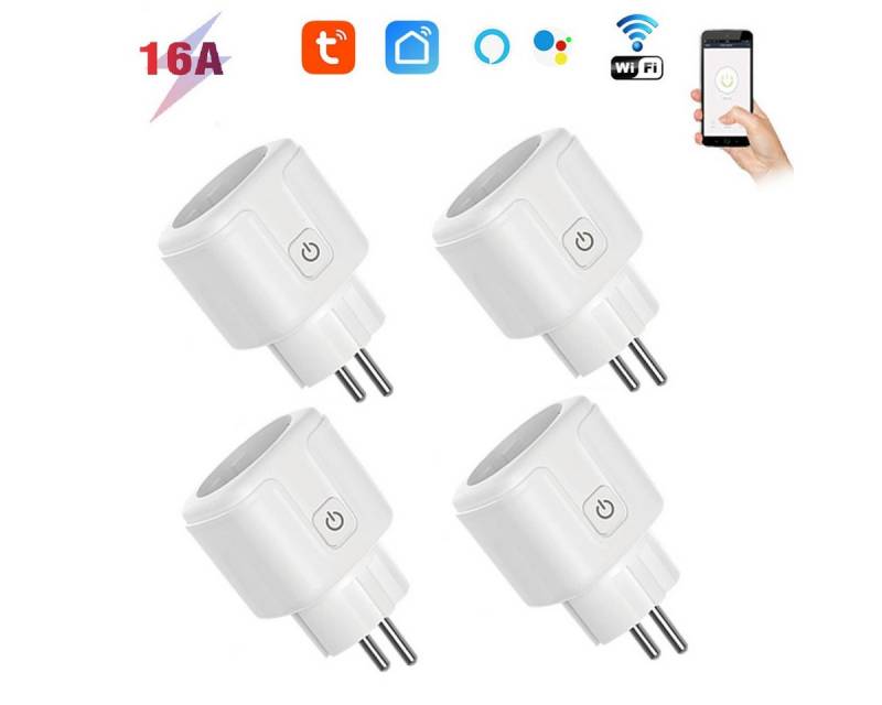 DOPWii Funksteckdose 4er 16A Smart Steckdose mit App Steuerung, WLAN-Steckdose, Smart Plug, 4-St. von DOPWii