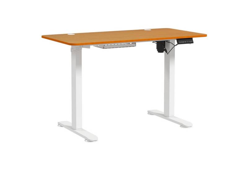 DOPWii Gamingtisch Höhenverstellbarer Stehtisch Elektrisch 120x60cm mit Anti-Kollision (120 × 60 cm Computertisch × 1), Kabelbox und Haken zum Aufhängen aus Spanplatte Naturholz von DOPWii