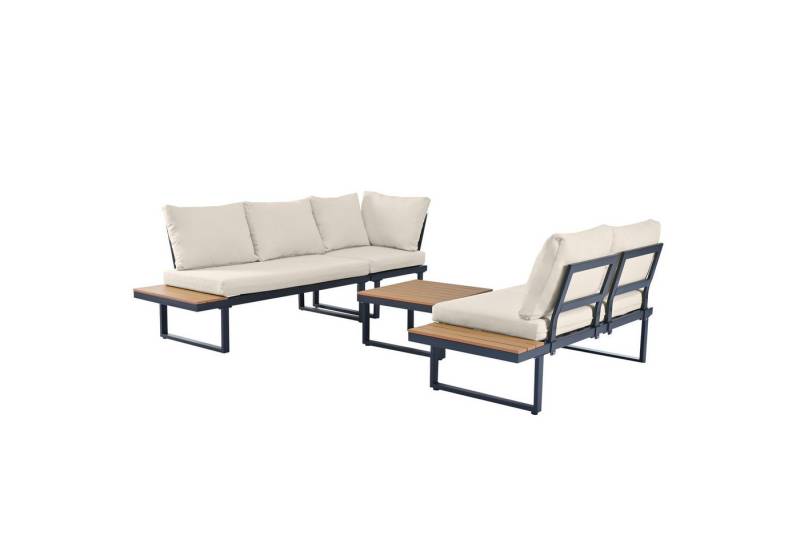 DOPWii Gartenlounge-Set Garten-Freizeitset,Eckposition mit verstellbarer Winkel-Liegefunktion, (5 Stufen verstellbar,bis zu 55),mit Couchtisch,Verzinktes Stahlrohr von DOPWii