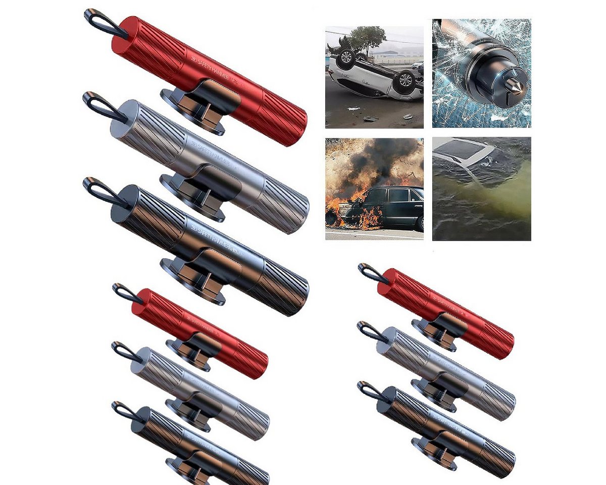 DOPWii Hammer 3er-Pack Sicherheitshammer-Sicherheitsgurtschneider mit Testglas (9-St), Notfallgerät zum Glasbrechen, Multifunktions-Sicherheitshammer von DOPWii