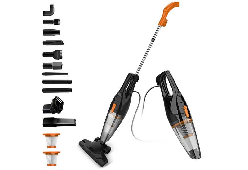 DOPWii Handstaubsauger Orange-schwarzer kabelgebundener Stabstaubsauger, 2-in-1-Handstaubsauger und Bodenreinigung mit HEPA-Filter von DOPWii