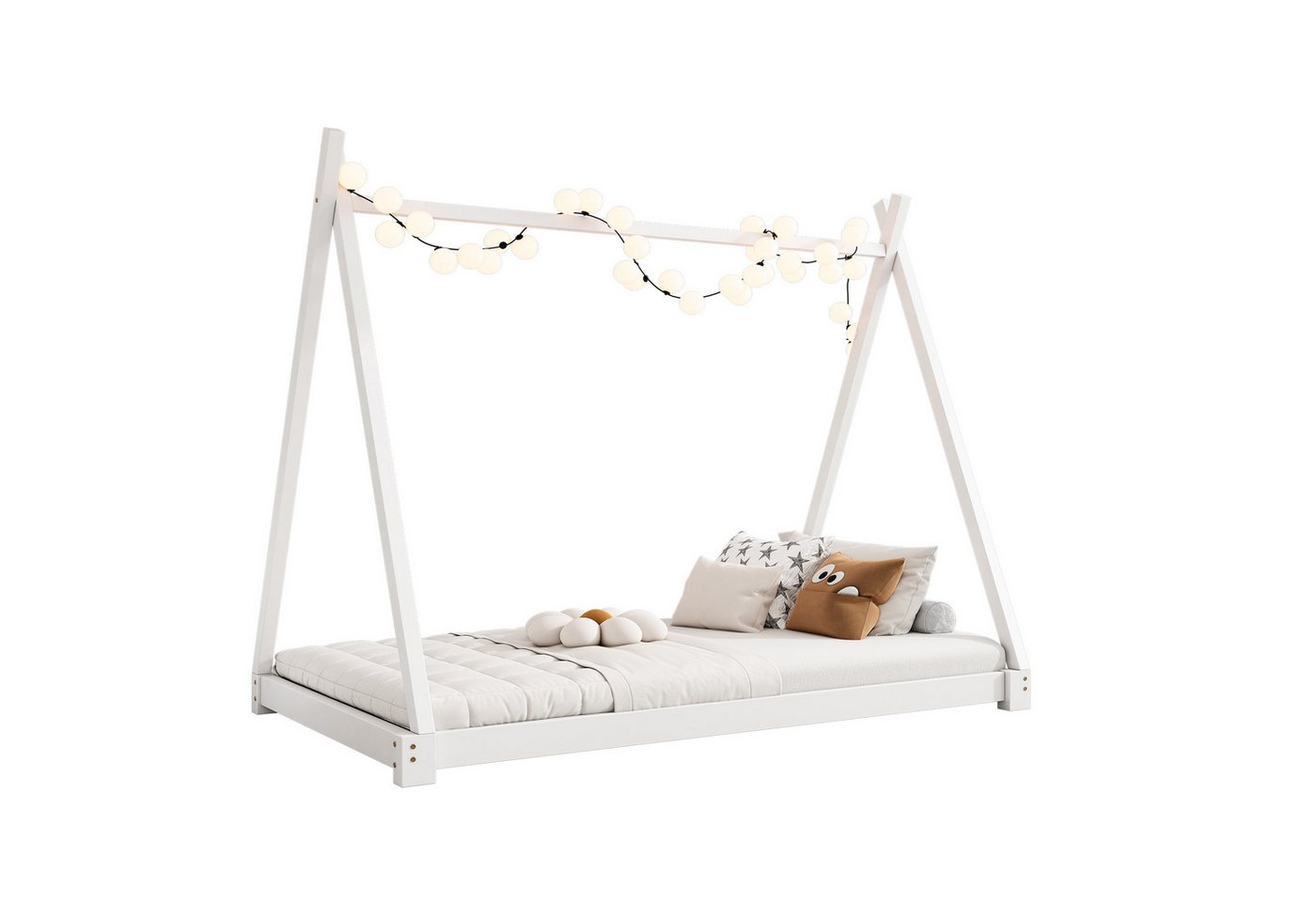 DOPWii Jugendbett 90*200cm Massivholzbett, Einzelbett, Flachbett, Zelt-Modellierbett von DOPWii