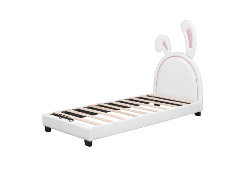DOPWii Kinderbett Polsterbett 90*200cm,Einzelbett mit Lattenrosten,Rückenlehne, Mädchenbett, Hasenohrform mit Erhöhten Füßen,Matratze Nicht Enthaltet von DOPWii