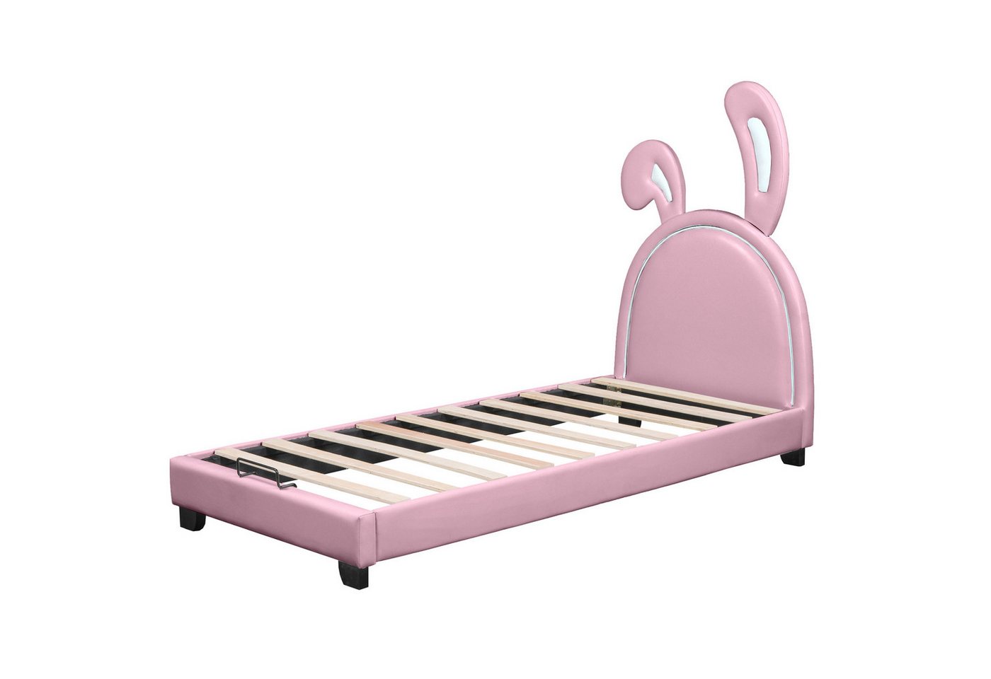 DOPWii Kinderbett Polsterbett 90*200cm,Einzelbett mit Lattenrosten,Rückenlehne, Mädchenbett, Hasenohrform mit Erhöhten Füßen,Matratze Nicht Enthaltet von DOPWii