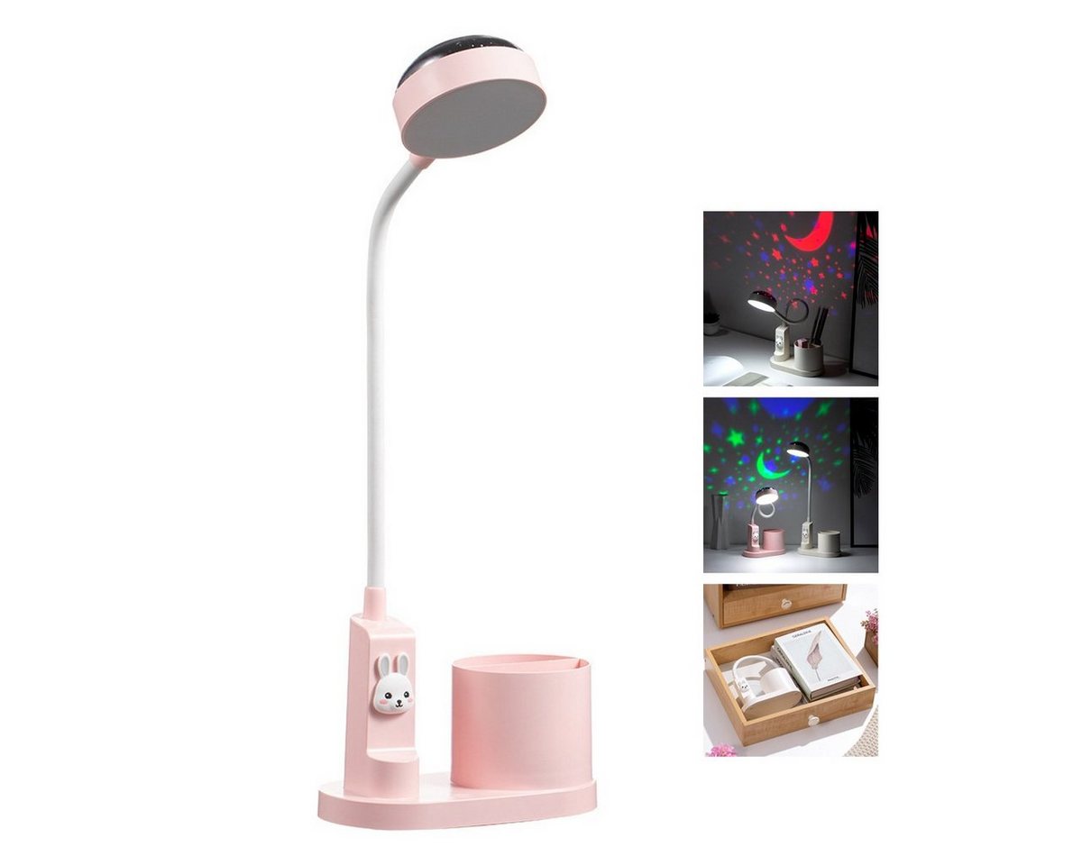DOPWii Nachtlicht LED-Stifthalterleuchte, dimmbare Projektion verstellbarer Lichtmast, Tischlampe,Stifthalter & Projektionslampe 2-in-1,für Lernen & Ambiente von DOPWii
