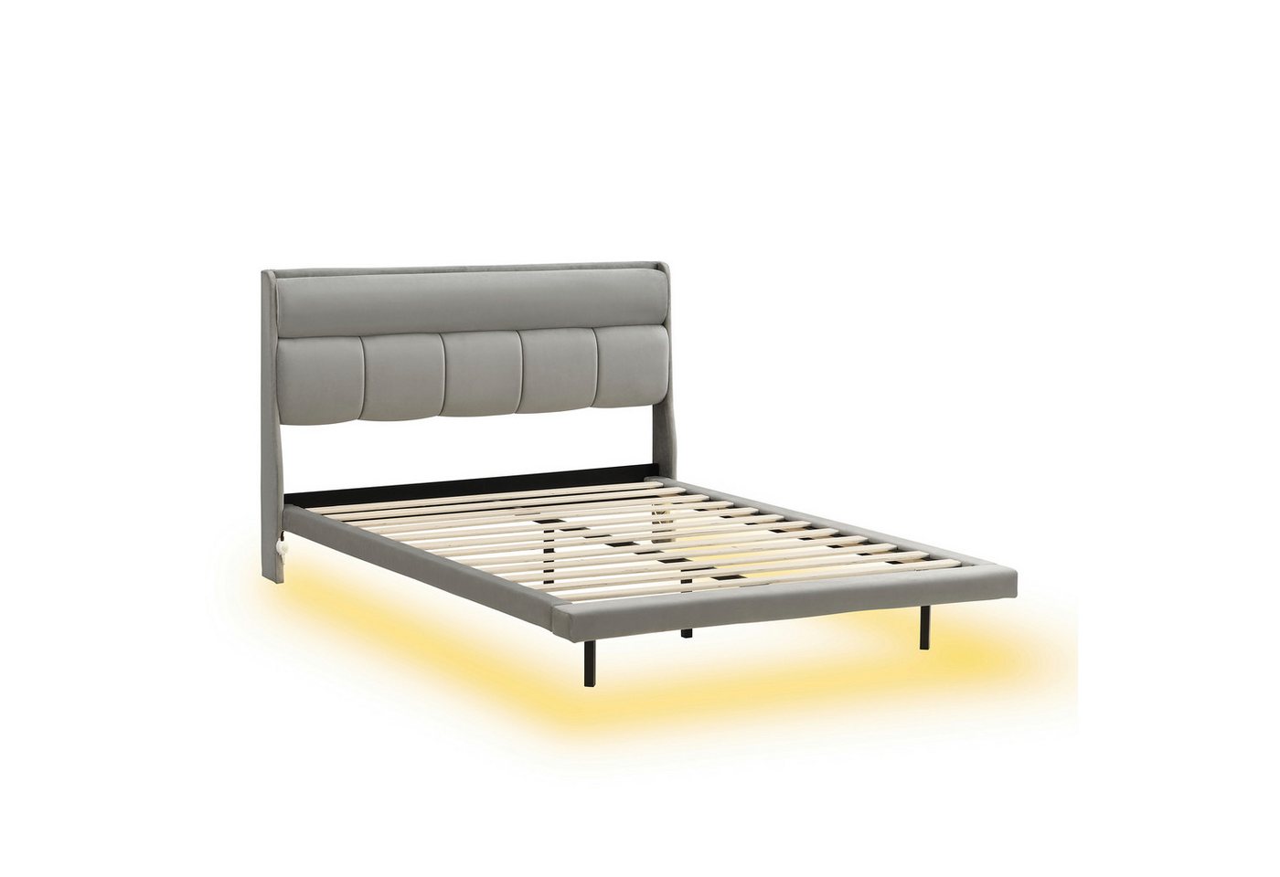 DOPWii Polsterbett 140*200cm,Gepolstertes Bett,Flaches Bett,Schwebendes Bett, Ausgestattet mit menschlichem Sensorlicht,Warm gepolstert,Beige/Grau DOPWii Polsterbett 140*200cm,Gepolstertes Bett,Flaches Bett,Schwebendes Bett, Ausgestattet mit menschlichem Sensorlicht,Warm gepolstert,Beige/Grau von DOPWii