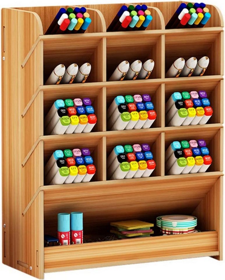 DOPWii Regal-Schreibtisch Hölzerner Stifthalter, für Schulschreibtisch Aufbewahrungsbox von DOPWii