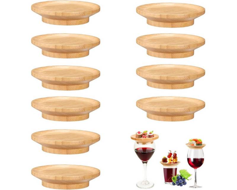DOPWii Rotweinglas Weinglas Topper Holz 10 Stück,Vorspeisenteller für Glas, aufsatz für Party, Dessert, Snacks und Getränke von DOPWii