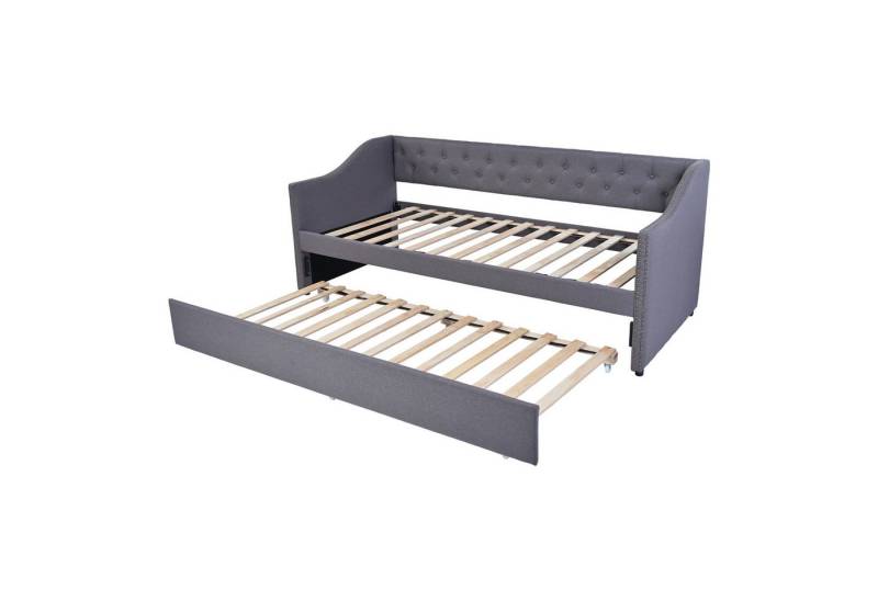 DOPWii Schlafsofa Polsterbett Kinderbett 90x200cm,Ausziehbares Schlafsofa, Strapazierfähiger Leinenstoff Jugendbett Kinderbett Gästebett von DOPWii