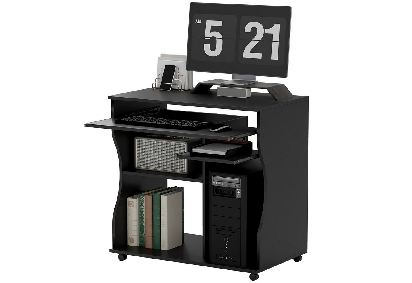 DOPWii Schreibtisch Computertisch mit Rollen, Schreibtisch mit Stauraum, 80 x 48 x 75 cm (1-St., Schreibtisch *1), 80cm x 48cm x 75cm,Computertisch mit Rollen von DOPWii