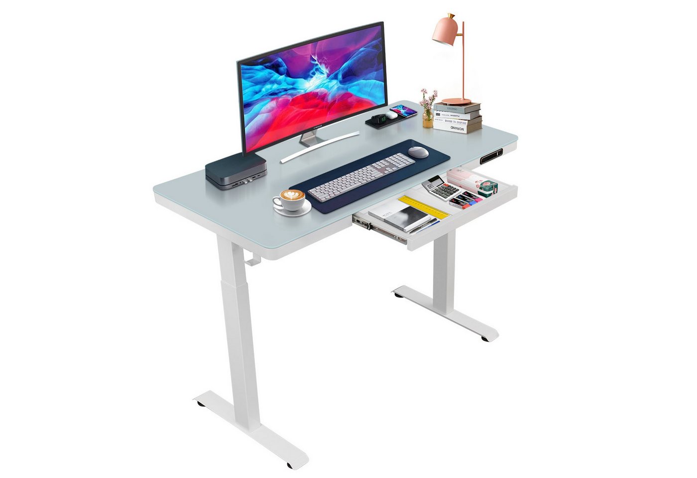 DOPWii Schreibtisch Höhenverstellbarer Schreibtisch Elektrisch,Tischplatte 140/120x60cm (Höhenverstellbarer elektrischer Schreibtisch ×1), 70-115cm Höhe,mit Memory-Funktion,USB/Typ-C-Anschluss,Kindersicherung von DOPWii