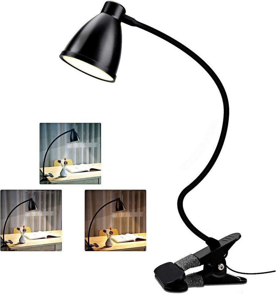 DOPWii Schreibtischlampe 38 LED Klemmleuchte Leselampe, 3-Stufen Farbtemperatur,10 Helligkeit von DOPWii