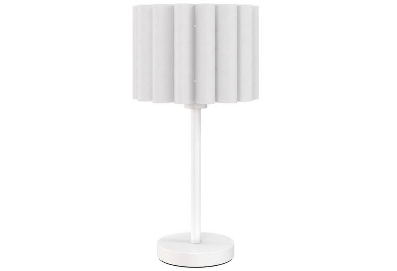 DOPWii Schreibtischlampe Retro Tischlampe,Nachttischlampe,Kunststoff-Schirm,Knopfschalter, Gesamtgröße Ø25×48,5 cm, Lampenschirm Ø24,5 × 18 cm, Basis Ø15×2,5 cm von DOPWii