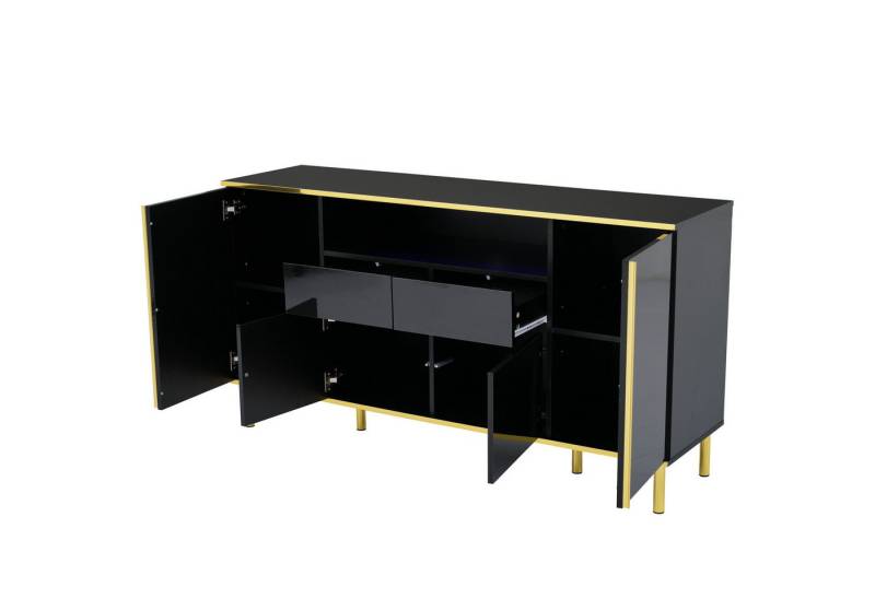 DOPWii Sideboard Sideboard,Hochglänzendes Schubladen Kommode mit 2 Schubladen, Schubladenschrank,Anrichte,Beistellschrank,150×40×80cm von DOPWii