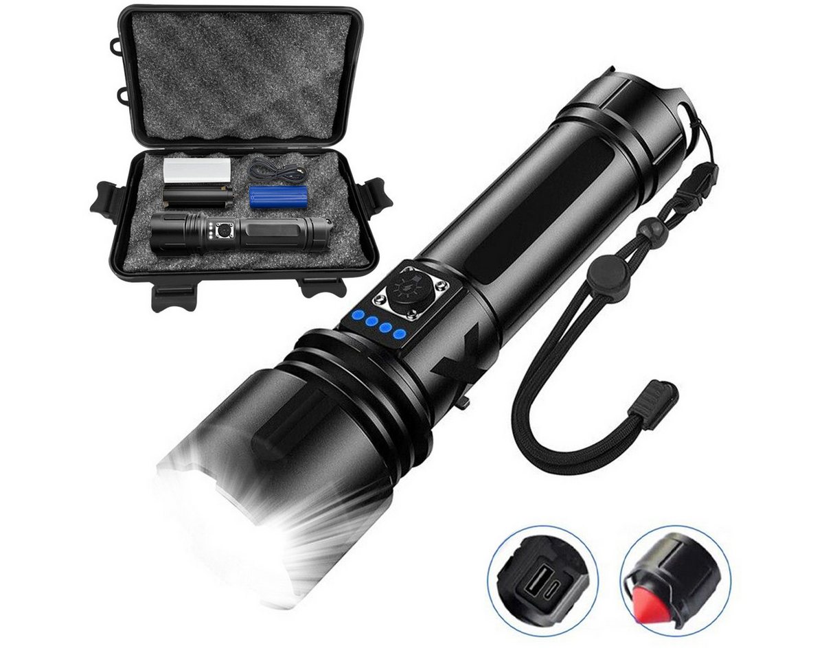 DOPWii Taschenlampe USB Aufladbar Taktische Flashlight,5 Lichtmodi,Wasserdicht von DOPWii