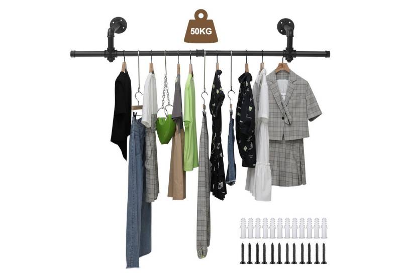 DOPWii Teleskopregal Wandgarderobe Metall 114×25×18 cm – DIY-Kleiderständer zur Wandmontage, erweiterbar mit Holzplatte oder Regalboden von DOPWii