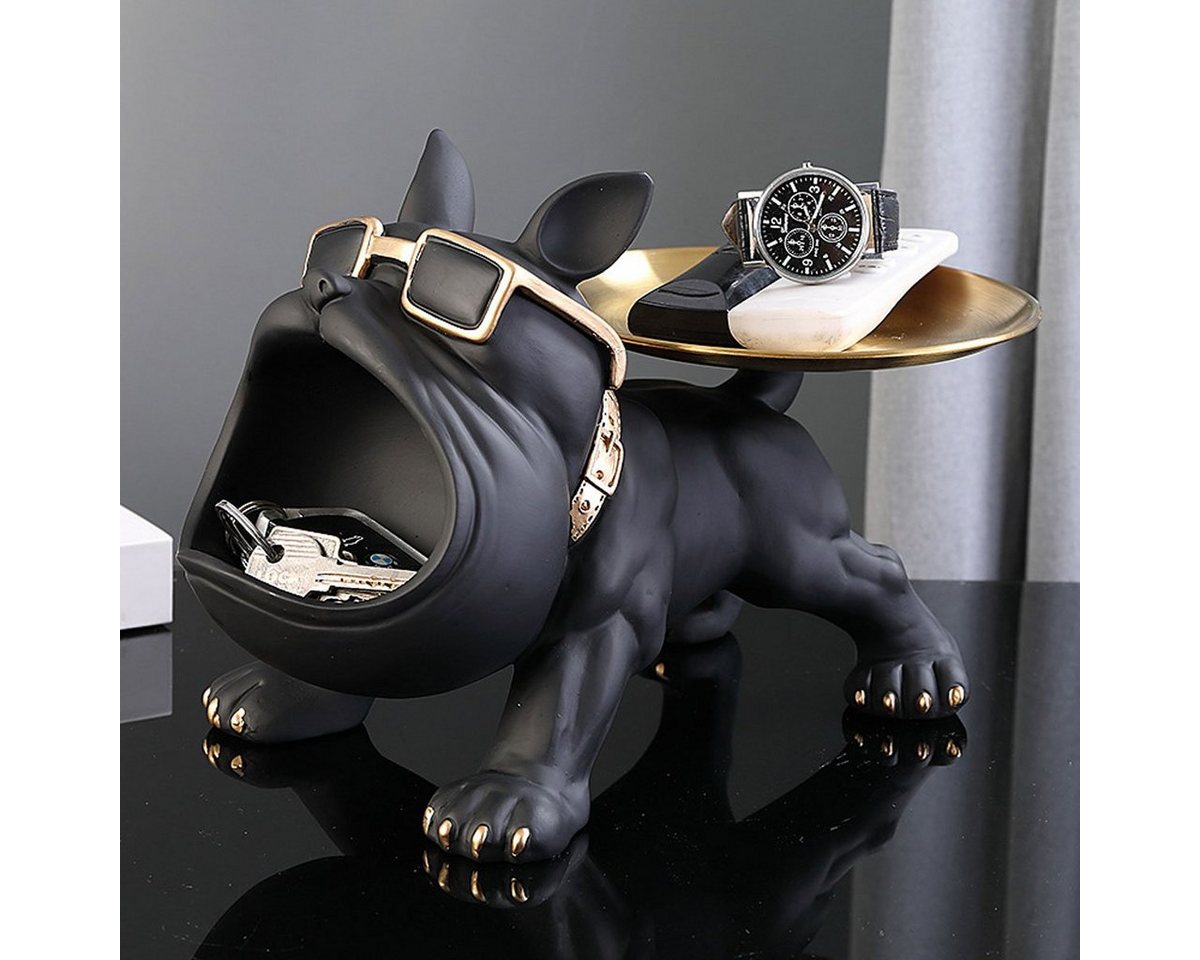 DOPWii Tierfigur Tierskulptur, Bulldog Skulptur Desktop Ornament, Schmuck Aufbewahrungsbox, Harz von DOPWii
