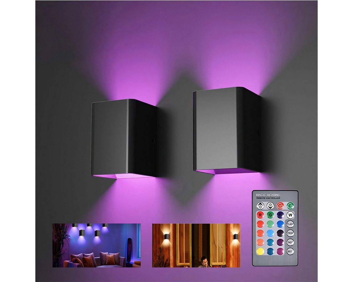 DOPWii Wandleuchte 2x LED Wandleuchte Schwarz Innenwandleuchten Mit Fernbedienung von DOPWii