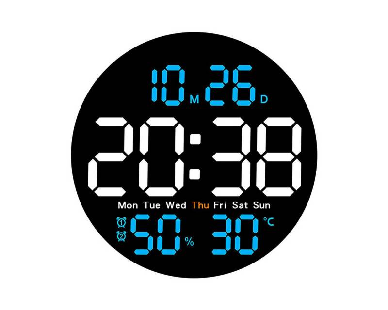 DOPWii Wanduhr Digitale Wanduhr mit Fernbedienung,10-stufiger Helligkeitsregelung (Automatischem Dimmen,LED Uhr Wandkalender mit Timer-Countdown-Funktion) von DOPWii