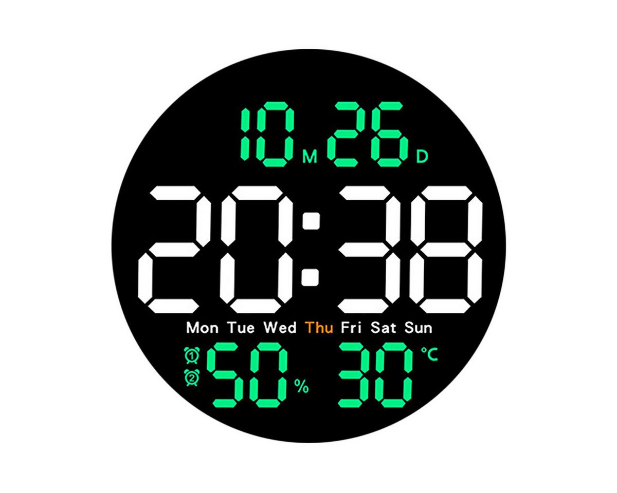 DOPWii Wanduhr Digitale Wanduhr mit Fernbedienung,10-stufiger Helligkeitsregelung (Automatischem Dimmen,LED Uhr Wandkalender mit Timer-Countdown-Funktion) von DOPWii