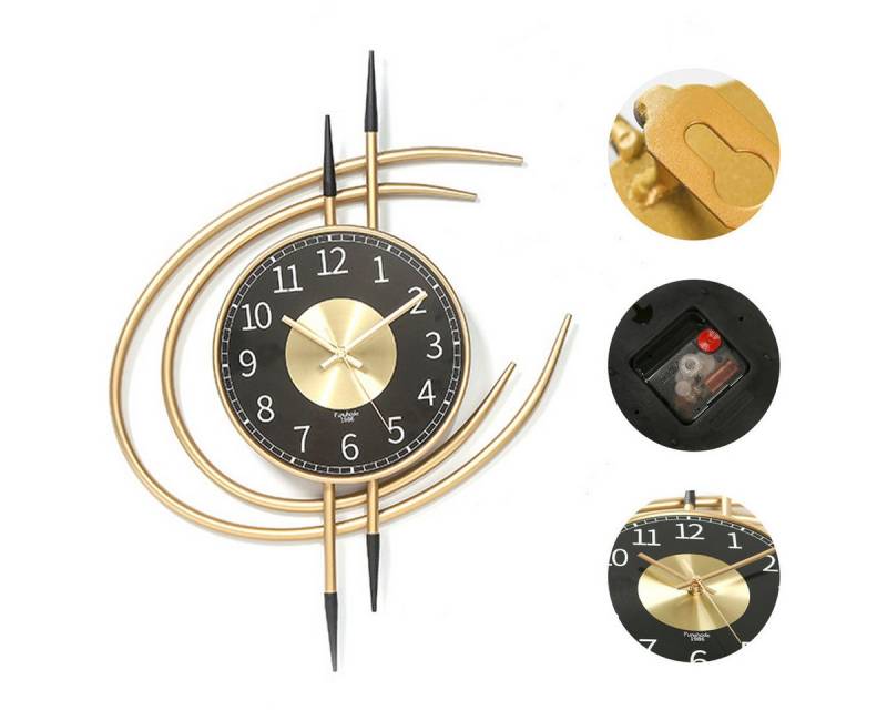 DOPWii Wanduhr Leichte Luxus-Wanduhr, 54*41*4 Stumm Wohnzimmer Hotel Wanduhr (Schlichte goldene Wanduhr,41*54cm) von DOPWii