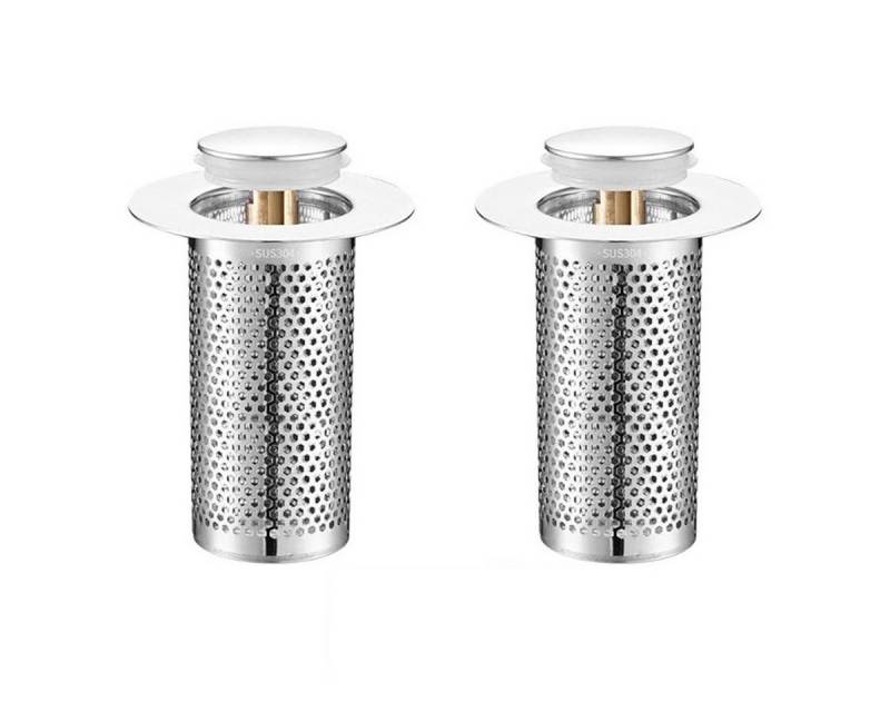 DOPWii Waschbeckenstöpsel 2pcs Badezimmer-Waschbeckenstopper-Haarfänger,Pop-up-Abflusssieb, (2 St), mit abnehmbarem Edelstahl-Siebkorbfänger,für 1,3-2,2Zoll-Abflusslöcher von DOPWii