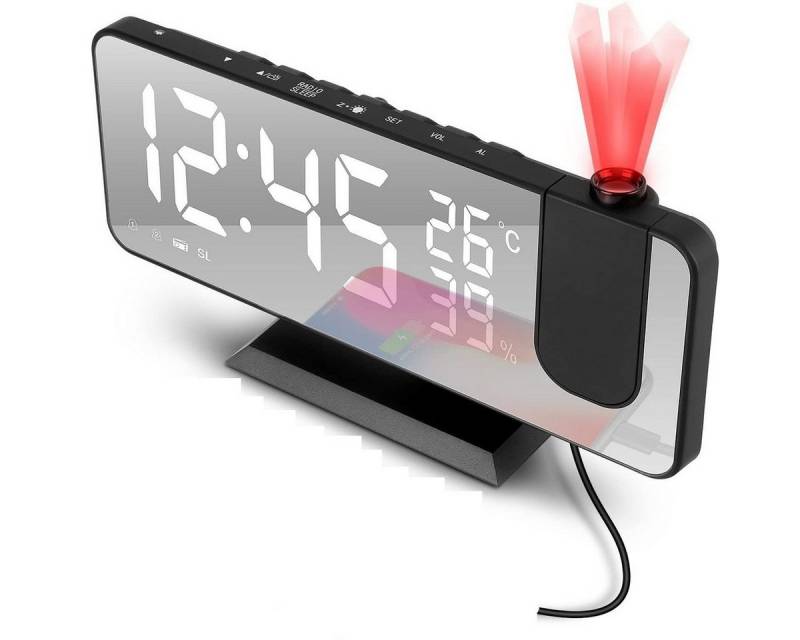 DOPWii Wecker Wecker,180°Projektionswecker,Snooze Doppelalarm,7,5'' Spiegeldisplay von DOPWii