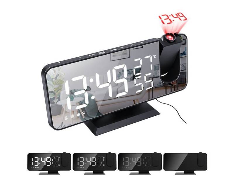 DOPWii Wecker Wecker,180°Projektionswecker,Snooze Doppelalarm,7,5'' Spiegeldisplay von DOPWii