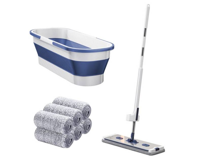 DOPWii Wischmopp Aluminiumlegierung Freihändige Flachmopp Set,45cm,Blau DOPWii Wischmopp Aluminiumlegierung Freihändige Flachmopp Set,45cm,Blau von DOPWii