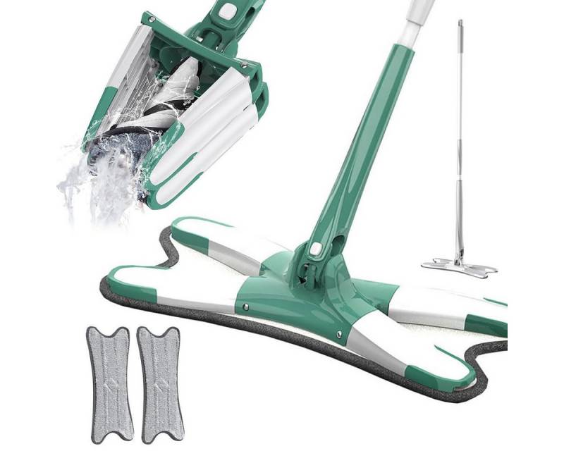 DOPWii Wischmopp Bodenwischer, X-förmiger großer Flachwischer, 360° schwenkbares, Bodenwischer-Set mit 2 wiederverwendbaren Mikrofaser-Mop-Pads von DOPWii