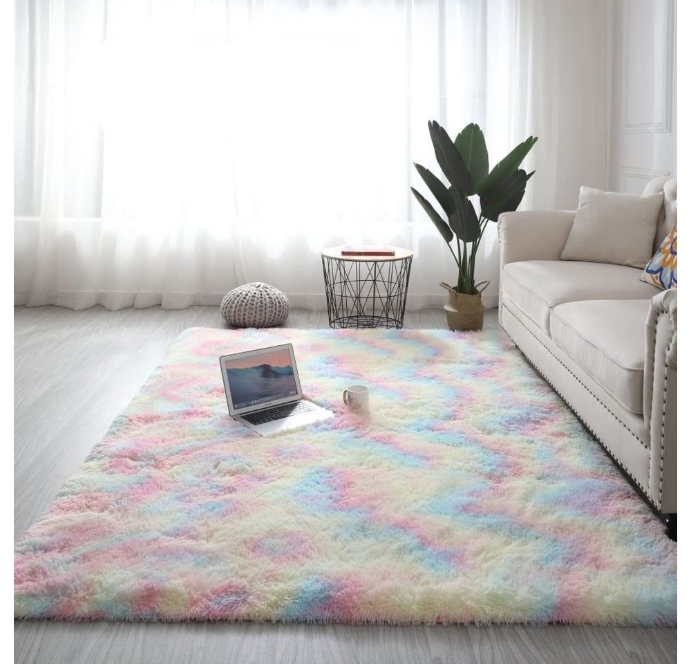 Hochflor-Teppich Hochflor Regenbogen Teppich, 120x160cm, DOPWii, Rechteck von DOPWii