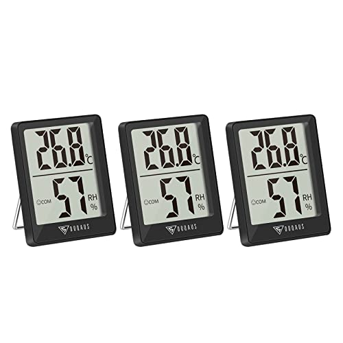 DOQAUS Digital Hygrometer Innen, 3 Stück Thermo- Hygrometer Feuchtigkeit Raumthermometer Luftfeuchtigkeitsmessgerät mit Hohen Genauigkeit, für Innenraum, Babyraum, Wohnzimmer, Büro von DOQAUS