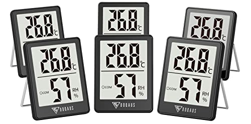 DOQAUS Digital Hygrometer Innen, 6 Stück Thermo-Hygrometer Innen Hygrometer Feuchtigkeit Raumthermometer Luftfeuchtigkeitsmessgerät mit Hohen Genauigkeit, für Innenraum, Babyraum, Wohnzimmer, Büro von DOQAUS