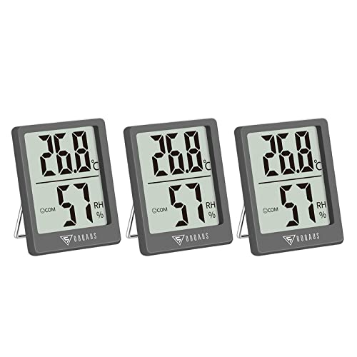 DOQAUS Digital Thermometer Innen, 3 Stück Thermo-Hygrometer Innen Hygrometer Feuchtigkeit Raumthermometer mit Hohen Genauigkeit, für Innenraum, Babyraum, Wohnzimmer, Büro(Grau) von DOQAUS