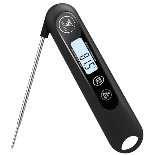 DOQAUS Fleischthermometer Bratenthermometer Thermometer Kochen Backthermometer Grillthermometer Digitale Küchenthermometer 3s Schnelle Reaktion, und LCD Bildschirm, Auto ON/Off -Schwarz von DOQAUS