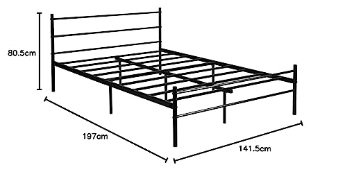 DORAFAIR Doppelbett Metallbett Metall Rahmen Bett Jugendbett Metall Bettgestell Bett Sofa mit Lattenrost für Kinderzimmer Gästezimmer Schlafzimmer Schulen Bett In Schwarz 140 x 190cm von DORAFAIR