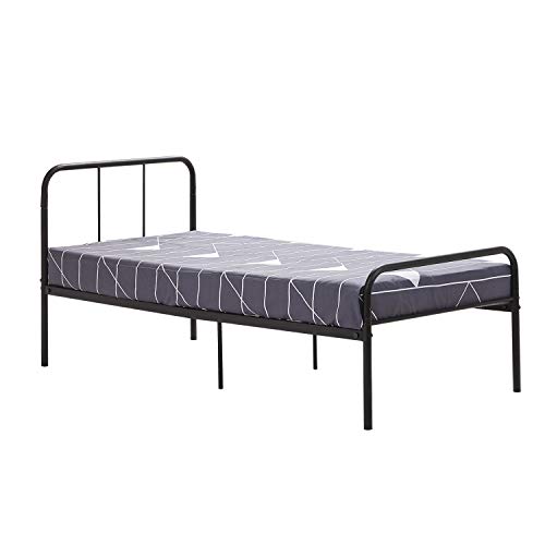 DORAFAIR Einzelbett aus Form Metallstruktur, Metallbett Bettrahmen Bettgestell für Kinder Erwachsene, 90 x 190 cm von DORAFAIR