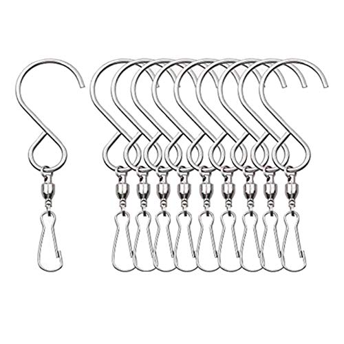 Swivel S Hook Clips, Edelstahl 360 Grad drehbarer Kleiderbügel zum Aufhängen von Windspinnern, Windspiele, Crystal Twisters, Partyzubehör, 90MM (10 Stück) von DORALO