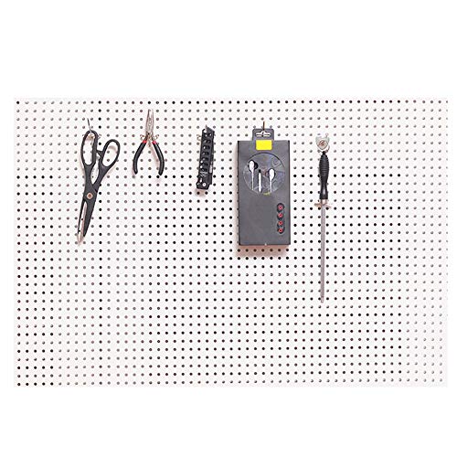 Werkzeugwand Aus Metall,Werkzeug-Wand Loch-Wand Für Werkstatt,Lochwand Mit Unterstützung Und Haken Zubehör,Werkzeuglochwand Für Home Office Schuppen Garage Werkstatt,Weiß,100 * 60CM von DORALO