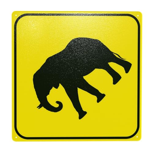 Elephant Cossing With Graphic Sign Warnschild, 30cm x 30cm Sicherheitsschilder aus Metall, Schilder für Innen- und Außenwanddekoration Sicherheitszeichen von DORAM