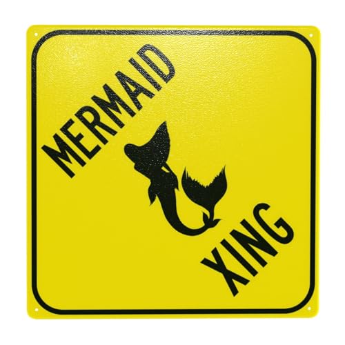 Mermaid Crossing With Graphic Warnschild, 30cm x 30cm Sicherheitsschilder aus Metall, Schilder für Innen- und Außenwanddekoration Sicherheitszeichen von DORAM