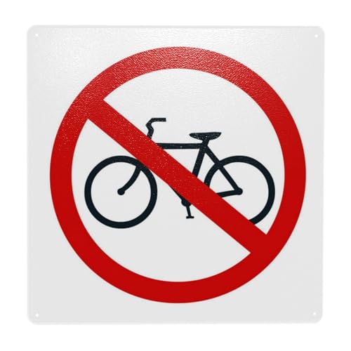No Bikes Sign, No Bike Symbol Warnschild, 30cm x 30cm Sicherheitsschilder aus Metall, Schilder für Innen- und Außenwanddekoration Sicherheitszeichen von DORAM