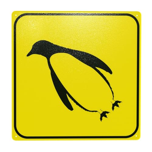 Penguin Walking Graphic Warnschild, 30cm x 30cm Sicherheitsschilder aus Metall, Schilder für Innen- und Außenwanddekoration Sicherheitszeichen von DORAM