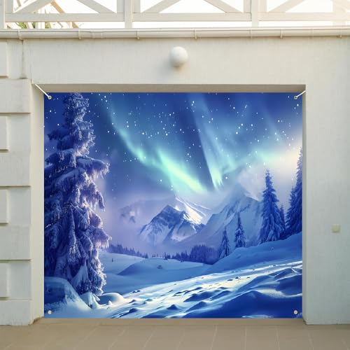 DORCEV 2,1 x 2,4 m Winterlandschaft Garagentor Dekorationen Winter Fantasie Sternenhimmel Berg Wald Bäume Türabdeckung Banner Hintergrund Auroras Wunderland Weihnachten Party Dekor Kinder Erwachsene DORCEV 2,1 x 2,4 m Winterlandschaft Garagentor Dekorationen Winter Fantasie Sternenhimmel Berg Wald Bäume Türabdeckung Banner Hintergrund Auroras Wunderland Weihnachten Party Dekor Kinder Erwachsene von DORCEV