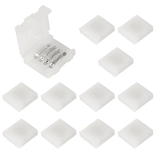 12Pcs LED-Streifen-Steckverbinder 4 Pin Connector 10mm/0.39in Wide LED Tape Light Clips Lights Adapter Steckverbinder Terminal Erweiterung für SMD 5050 Multicolor RGB LED-Streifen Licht von DORHEA