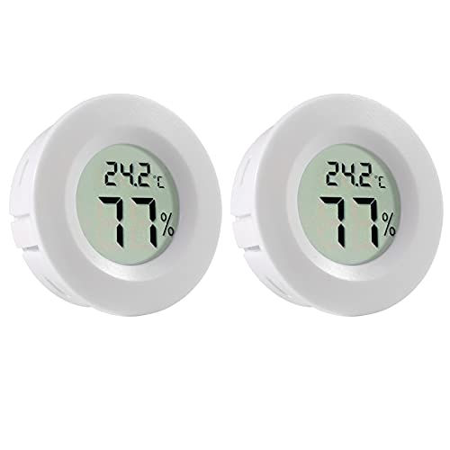 2Pcs Mini Rundes Hygrometer Thermometer Digital LCD Monitor Meter Gauge Innen Außen Luftfeuchtigkeit Temperaturanzeige für Luftbefeuchter Luftentfeuchter Babyzimmer Fahrenheit oder Celsius von DORHEA