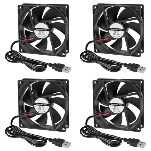4 Stück DC 5 V 12025 Lüfter mit Kugellager, bürstenlos, 120 x 120 x 25 mm, USB-Computer-PC-Lüfter für Computergehäuse, Lüfter, CPU-Kühler, Heizkörper 4 Stück DC 5 V 12025 Lüfter mit Kugellager, bürstenlos, 120 x 120 x 25 mm, USB-Computer-PC-Lüfter für Computergehäuse, Lüfter, CPU-Kühler, Heizkörper von DORHEA