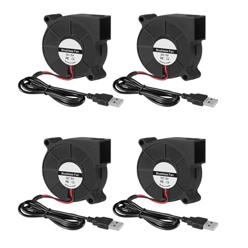 4pcs 5V USB 4 Stück 50 mm Kühlung USB-Gebläse 5015 5 V USB 5 Volt Lüfter Gebläse Turbine Turbo Kugellager 50 x 50 x 15 mm PC-Computergehäuse Kühlung Kühlerlüfter von DORHEA