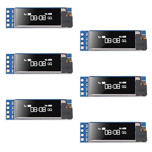 DORHEA 6PCS 0,91'' 128x32 OLED-Display, Weiß, I2C, 3,3V/5V, für Arduino, ESP8266, ESP32, STM32, 38x12mm von DORHEA
